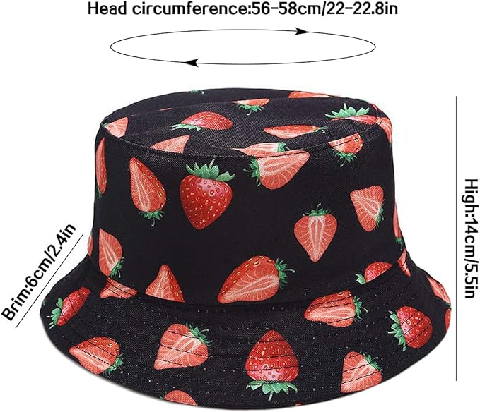 XYIYI Cute Bucket Hat Beach Fisherman Hats for Women, Reversible Double-Side-Wear