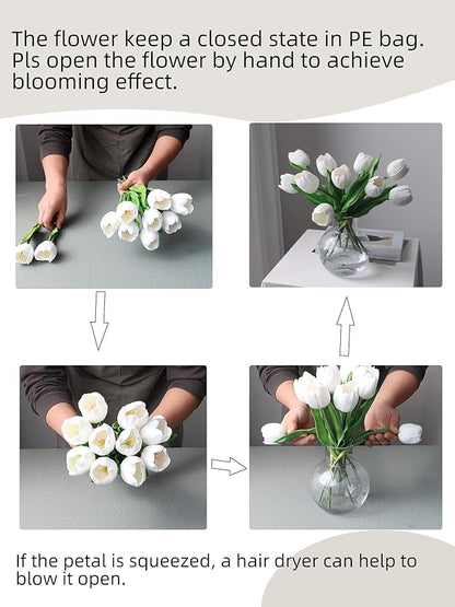 10Pcs Fake Tulips Artificial Flowers Bouquet That Look Real,Tulipanes Artificiales para Decoracion, for Mother's Day Birthday Home Wedding Decor
