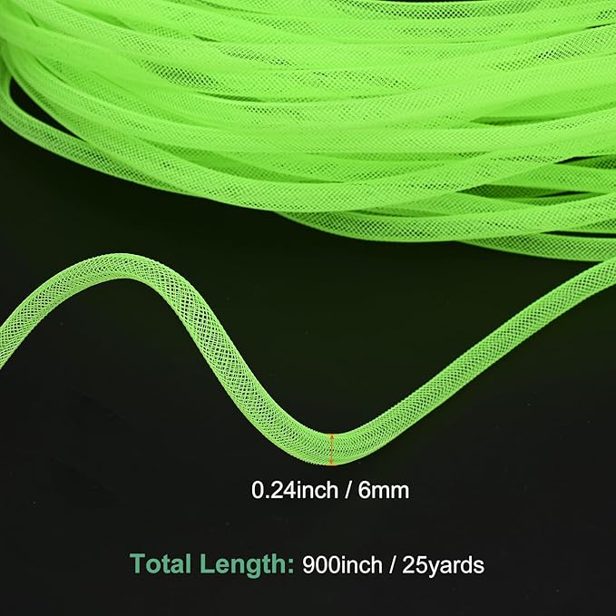 Mesh Tube Ribbon 25 Yards, 6mm Elastic Fabric Ribbons Mesh Tubing for Crafts/Gift Wrapping/Flower Bouquets/Wedding/Birthday/Holiday/Wreaths Christmas/Decoration[Dark Green]