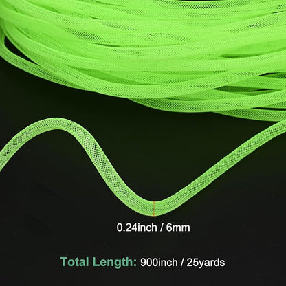 Mesh Tube Ribbon 25 Yards, 6mm Elastic Fabric Ribbons Mesh Tubing for Crafts/Gift Wrapping/Flower Bouquets/Wedding/Birthday/Holiday/Wreaths Christmas/Decoration[Dark Green]