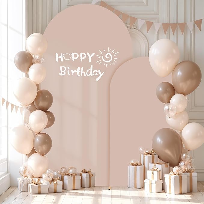 Nude Arch Backdrop Covers - 7.2FT, 6FT Spandex Fitted Wedding Arch Stand Covers Round Top Chiara Stretchy Arch Backdrop Cover for Wedding Birthday Party Decoration