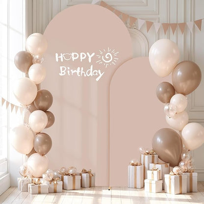 Nude Arch Backdrop Covers - 7.2FT, 6FT Spandex Fitted Wedding Arch Stand Covers Round Top Chiara Stretchy Arch Backdrop Cover for Wedding Birthday Party Decoration