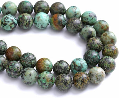 12MM 30PCS Natural Stone Green African Turquoise Spacer Loose Beads for Jewelry Making DIY Bracelet Necklace