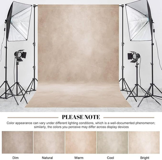 Abstract Professional Photography Backdrop for Portrait Photo Props Booth Background Photoshoot Studio with Polyester Fabric Roller Pocket on Top (6x8ft,Light Beige,No Stand)