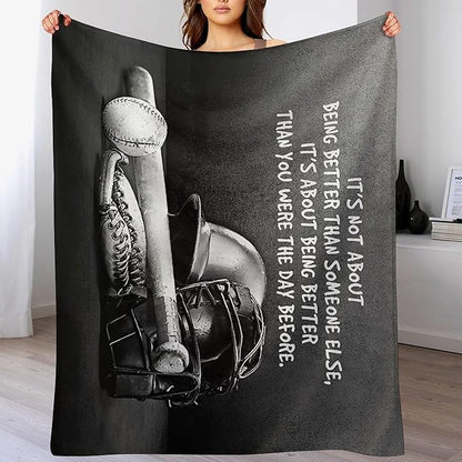Baseball Throw Blanket for Kids & Adults - Soft, Warm & Cozy Fleece Blanket for Couch, Sofa & Bed - 60"x80"