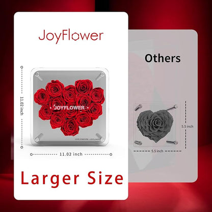 JoyFlower Preserved Flowers for Her, Real Red Eternal Roses Birthday Gift with Elegant Gift Box Forever Flower for Girlfriend Wife Mom Women in Valentine's Mother's Day Wedding Anniversary Christmas
