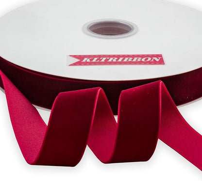 Nylon Velvet Ribbon Single Faced,1 Inch X 25Yards Spool (Hot Red)