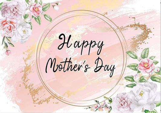 Dudaacvt 10x8ft Happy Mother's Day Backdrop Love Heart Photography Background Floral Mothers Day Birthday Photography Background for Mother's Day Photo Booth Props