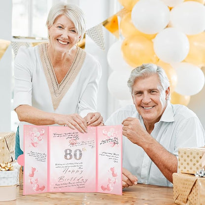 Pink Gold Birthday Party Decorations,18" x 12" Creative Birthday Decorations Guest Sign in Book Alternative, for Men and Women of All Ages, Happy Birthday Party Supplies