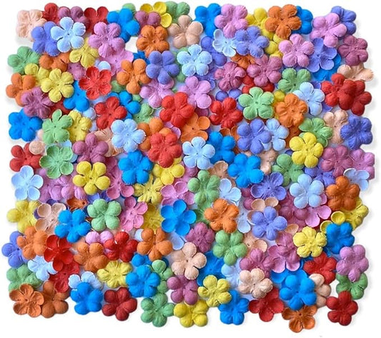 200 Pcs Handmade Mulberry Paper Stephania Venosa Flowers Petals 15x15 mm Scrapbooking Wedding DIY Craft Supplies Card Artificial Flowers (Mixed 10 Colors)