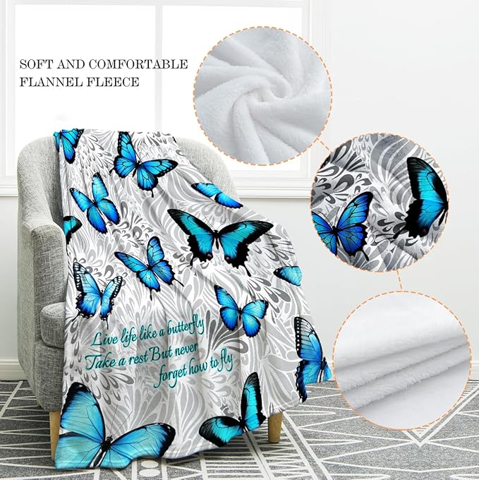 Jekeno Butterfly Throw Blanket Gifts for Women Girls, Christmas Birthday Valentines Butterfly Lovers Gifts for Adult Kids, Butterflies Blanket Decor for Home Bed Couch