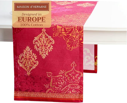 Maison d' Hermine Table Runner 100% Cotton Single Layer Table Runners 72 inches Long for Thanksgiving Christmas Decorations Home Kitchen Dining Party Wedding (Versailles, 14.5" x 72")