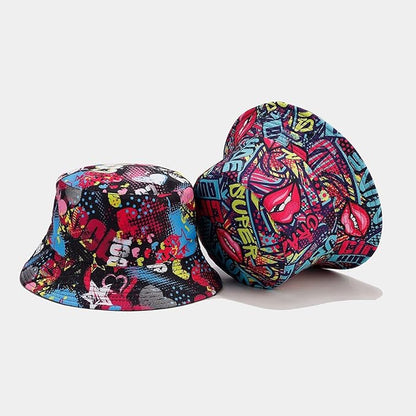 Quanhaigou Bucket Hat for Men Women,Packable Reversible Printed Sun Hats,Fisherman Outdoor Summer Travel Hiking Beach Caps