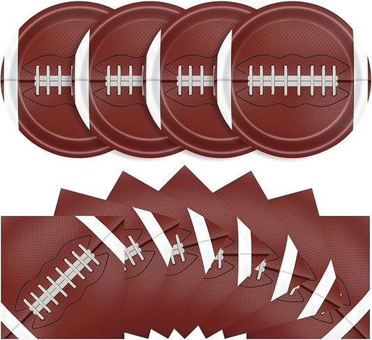 40 Pcs Football Plates and Napkins Party Supplies, 20 9" Disposable Paper Plates and Napkins, Modern Football Theme Tableware Set for Kids Birthday Party, Baby Shower, Serves 20