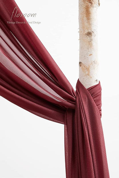 Floroom Arch Flowers with Drapes Kit (Pack of 4) - 2pcs Artificial Burgundy & Navy Blue Floral Swag Arrangement with 2pcs Draping Fabric for Wedding Ceremony Arbor and Reception Backdrop Decoration