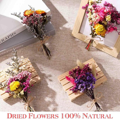 11 Kinds of Dried Flowers for Crafts Bulk DIY Natural Multi-color Dried Pampas Grass Lavender Forget Me Not Babys Breath with Stems Dry Flower Bouquets with Hemp Rope for Home Decor Floral Arrangement