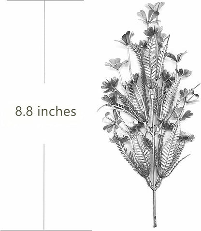 Artificial Plants Decor, Fake Glitter Clover Stem Plastic Flowers Stems Faux Simulation Good Luck Grass Twigs Plant for Wedding Picks Decoration DIY Wreath Crafts Christmas Tree Filler Silver 10 Pcs
