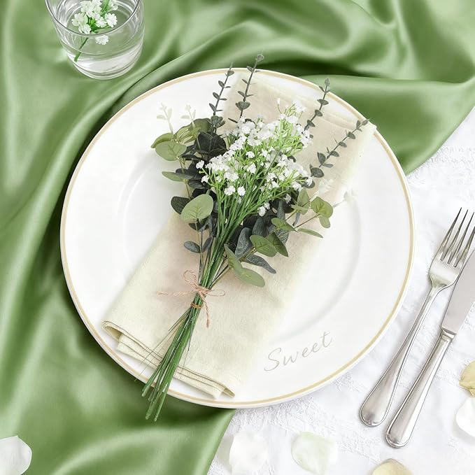 60 Pcs Mixed Artificial Eucalyptus Leaves Stems Bulk,Baby Breath Artificial Flowers Bulk with Eucalyptus Leaves Greenery Stems for DIY Bouquets Wedding Floral Home Decor (Green-60pcs)