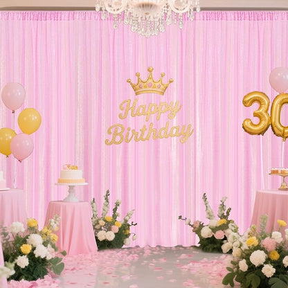 Matte Pink Sequin Backdrop Curtain 4 Pieces 2FTx8FT Glitter Photography Backdrop for Party Wedding Birthday Christmas Decorations