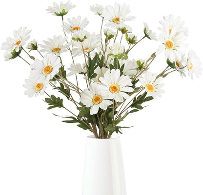 White Artificial Daisy Flowers 6Pcs 29.52” Long Stem Faux Daisies 36 Heads Fake Wild Flowers for Tall Vase Living Room Bedroom Bridal Bouquets Table Centerpieces(White)