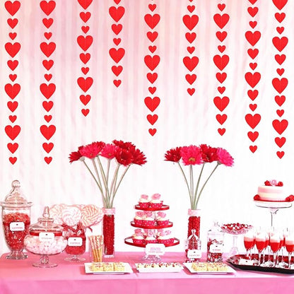 Party Decorations Red Heart-Garland - 52ft Special Night Galentines Hanging Streamers Banner,Girl Romantic Wedding Anniversary Baby Bridal Shower Engagement Mohters Decor Panduola