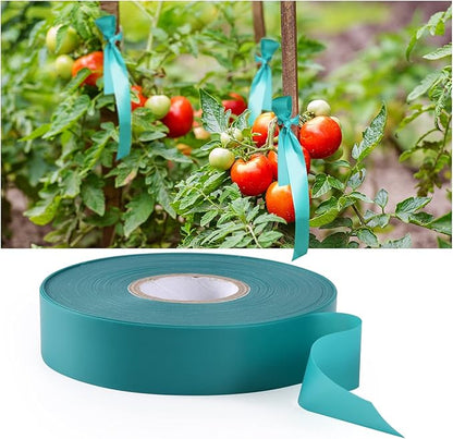 4 Rolls Stretch Tie Tape, 1” Wide 200FT Reusable Garden Plant Ties Green Tapes for Plants, Thick Garden Vinyl Stake Ribbon for Branches Flowers Tomatoes Indoor Outdoor Greenhouse