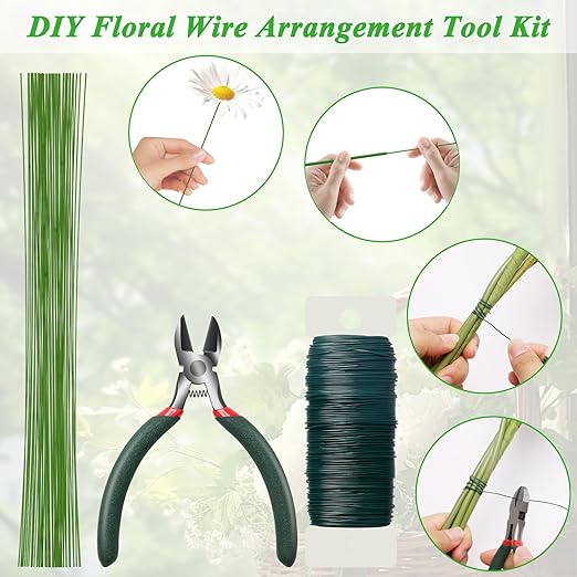 Bouquets Floral Wire Arrangement Tool Kit, COITEK DIY Bouquet Making Tools with 3P Floral Tape, 6P Elastic Pearl Wrist, Floral Wire,Flower Pin, Cutter, Ribbon for Wrist Corsages Wedding Decor