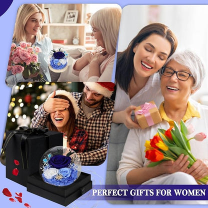 FIACO Preserved Rose Birthday Gift for Women Forever Fresh Flowers for Prime Delivery Gift for Mom Grandma Wife Valentines Mothers Day Christmas Anniversary Eternal Roses in Glass Dome