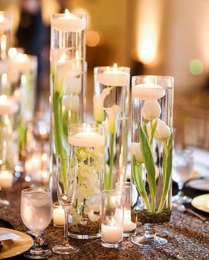 6 Pack Glass Cylinder Vases 10 Inch Tall Clear Flower Vase for Centerpieces, Hurricane Floating Candle Holder Wedding Decorations, Floral Vase Bulk for Table Shelf Party Home Deco (10 x 3.35 Inch)