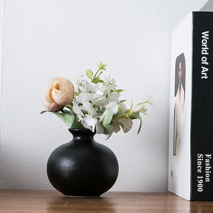Black Bud Vase Set of 5, Ceramic Small Vases for Modern Decor, Mini Pottery Vases, Boho Decorative Vase for Living Room Fireplace, Centerpiece Table Decorations