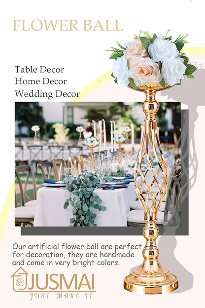 Artificial Flowers Ball 4 Pcs Champagne White Flowers Wedding Table Centerpiece Table Decorations Flower Arrangement for Table Flowers centerpieces Wedding Flowers Wedding centerpieces