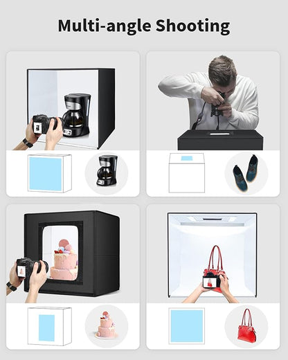 Glendan 24"x24" Light Box Photography, Large Photo Light Box with 288 LED Beads, CRI >95, Professional Portable Photo Booth Shooting Tent Kit with 6 Color Backdrops for Product Photography