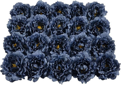 20pcs 5" Artificial Flower Peonies, Silk Peonies with 6" Stems, Flowers Suitable for Wedding Bouquets, Home Party Decoration (Navy Blue)