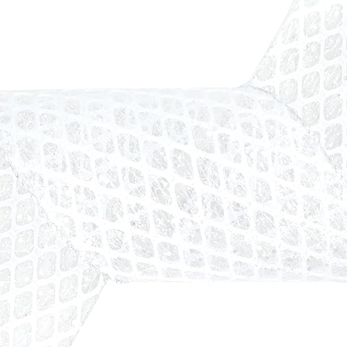 VATIN 6" White Christmas Ribbon, White Glitter Mesh Diamond Web Sequin Dots Wired Christmas Ribbon for Gift Wrapping Bow Making Wreath Supply-10 Yards