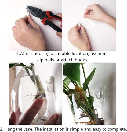 Wall-Mounted Acrylic Planter for Hydroponic Plants – Diamond Vase, Modern Transparent Design for Home & Office Decoration