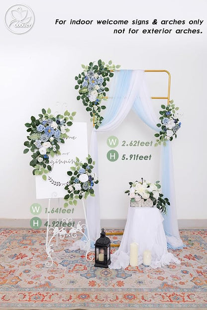 Pack of 2 Wedding Arch, Artificial Flowers, Wedding Decor，Flower Garland Be Suited to Banquet, Party, Reception Entrance Welcome Sign and Background Decoration (Blue)