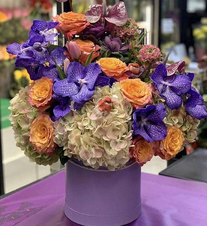 UNIKPACKAGING Premium Quality Round Flower Box, Gift Boxes for Luxury Flower and Gift Arrangements, Set of 3 pcs (Lavender)