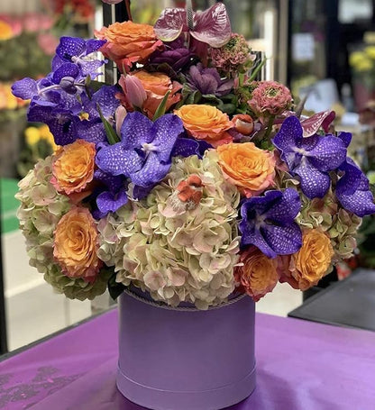 UNIKPACKAGING Premium Quality Round Flower Box, Gift Boxes for Luxury Flower and Gift Arrangements, Set of 3 pcs (Lavender)