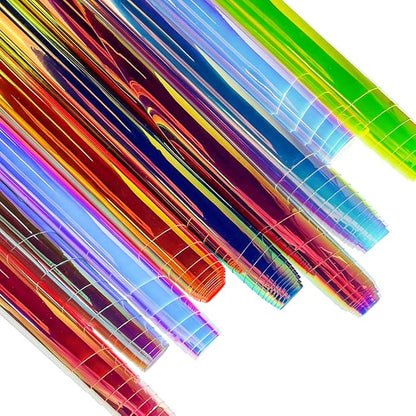ONEART | 16 Gauge Holographic Iridescent Plastic Vinyl, 16"x54" Transparent Vinyl Fabric-Opal White