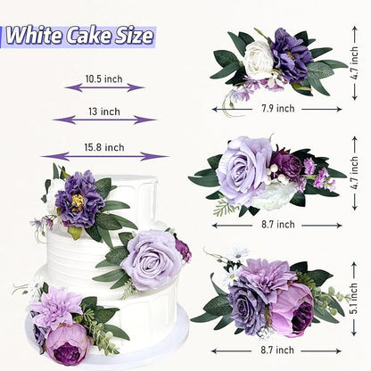 Pre-Made Silk Flowers for Cakes Decorations Light Lavender Dusty Purple Artificial Rose Peony Wedding Cake Toppers Decorating Fake Floral Anniversary Birthday Party Arrangements Table