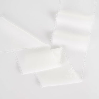MEEDEE White Chiffon Ribbon 3 Inch White Fringe Ribbons Chiffon Silk Frayed Edge Ribbon Wide Chiffon Ribbons for Crafts, Flower Bouquet, Wedding Favors Wrapping (2 Rolls 10 Yards)