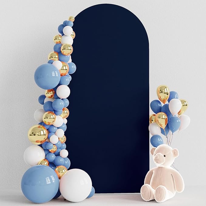 Wokceer 6FT Wedding Arch Cover Spandex Fitted Wedding Arch Stand Covers Round Top Navy Blue Chiara Arch Cover for Birthday Party Ceremony Banquet Decor