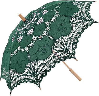 Lace Parasol Umbrella Vintage Wedding Bridal Lace Umbrella for Decoration Photo Tea Party 32 Inch Adult Size