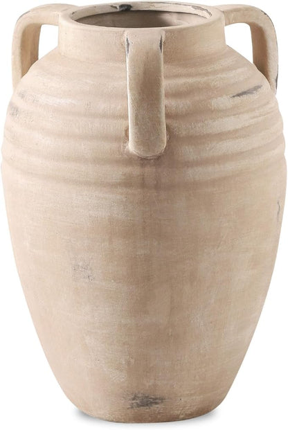 Ceramic Flower Vase Home Decor - Farmhouse Flower Vases Rustic Vintage Style Aesthetic Modern for Table Living Room Kitchen Bedroom Decoration House Desk Decorative Accessories Gift (Clay)