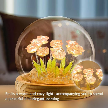 Light Up Rose in A Glass Dome - Valentines Day Gifts for Her, Birthday Gifts for Women, Rose Flower Lamp Night Light, Battery-Powered