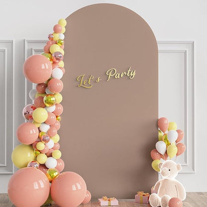 Wokceer 7.2FT Wedding Arch Cover Spandex Fitted Wedding Arch Stand Covers Round Top Nude Brown Chiara Arch Backdrop Cover for Birthday Party Ceremony Banquet Decoration