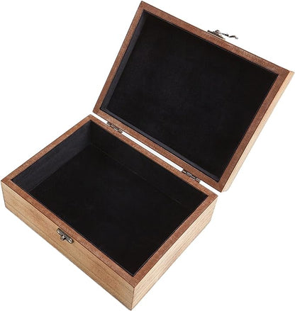 Let's Make Memories Personalized Wooden Keepsake Box With Hinged Lid - Wood Memento Box - Decorative Storage - Home Decor - For Couples, Wedding, Newlyweds - Laser Engraved - XOXO Script