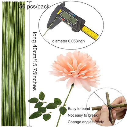 Floral Tape and Floral Wire Arrangement Tools Kit with Wire Cutter - 1 pcs vase, 16 Gauge Floral Stem Wire and 22 Gauge Paddle Wire, Boutonniere Pin, for Bouquet Stem Wrapping and Floral Crafts