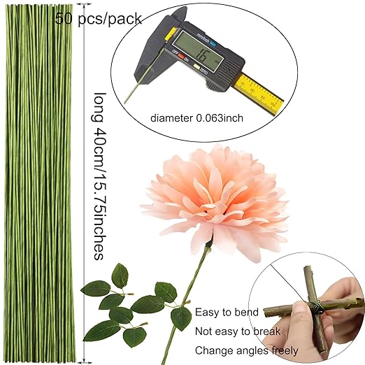 Floral Tape and Floral Wire Arrangement Tools Kit with Wire Cutter - 1 pcs vase, 16 Gauge Floral Stem Wire and 22 Gauge Paddle Wire, Boutonniere Pin, for Bouquet Stem Wrapping and Floral Crafts