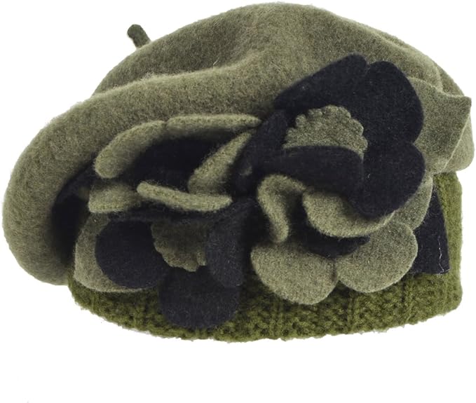 VECRY Lady French Beret 100% Wool Beret Floral Dress Beanie Winter Hat